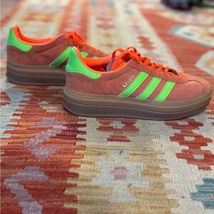 Adidas Gazelle Women's bold solar orange green size 9 currently sold out!